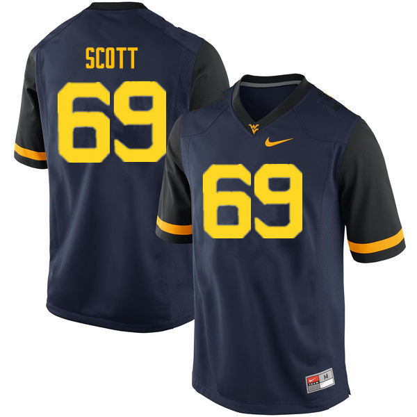 NCAA Men's Blaine Scott West Virginia Mountaineers Navy #69 Nike Stitched Football College Authentic Jersey PZ23V33LR
